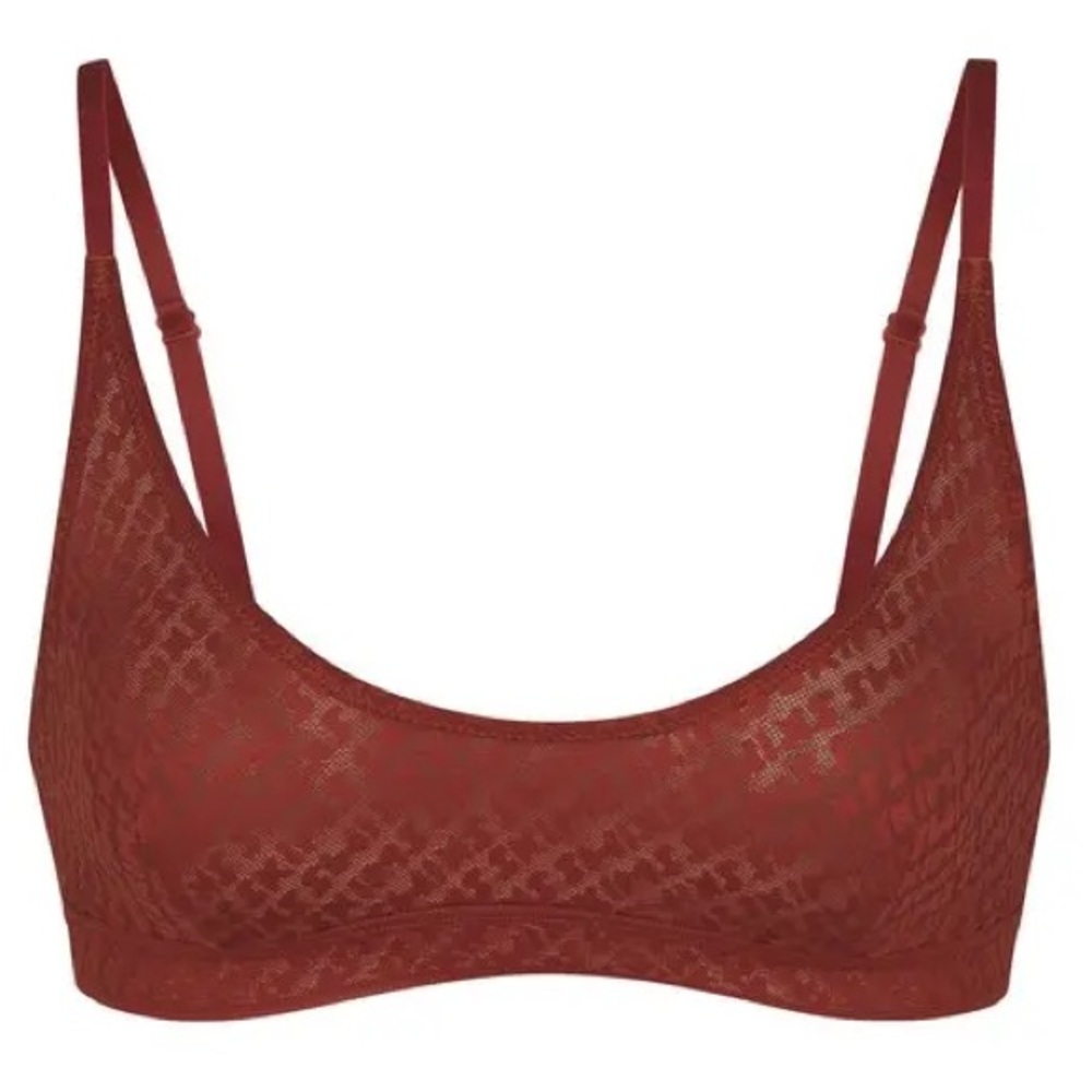 NEW! SKIMS Logo Bralette Size XXS Saffron Brown